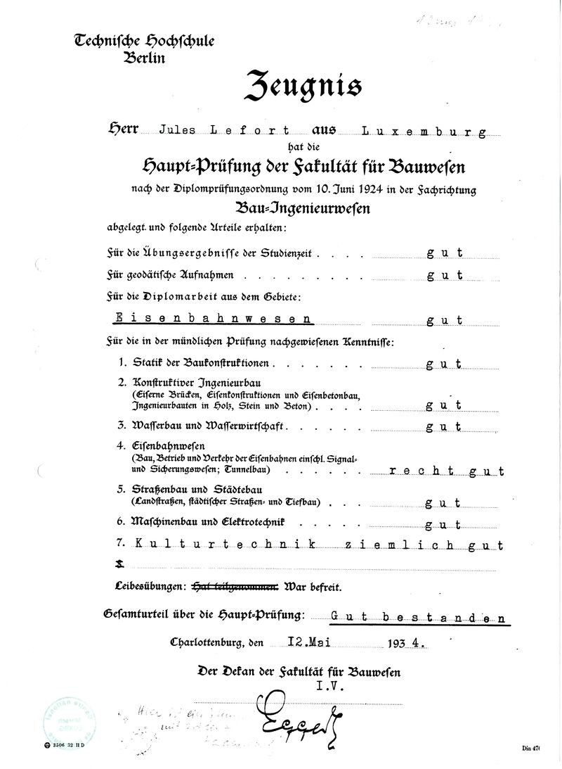 Dessins de Mars Schmit accompagnant son récit de voyage «Page de son diplôme d’ingénieur de la Technische Hochschule Berlin,
 1934. Fonds Jules Lefort,
 CNL L-370; III.2 (2)